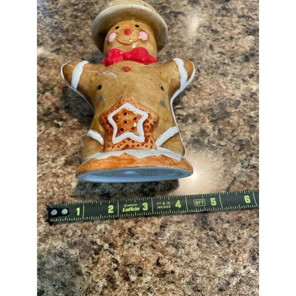 Gingerbread Man Candle Holder Ceramic Holiday Christmas Decor‎ Cute Festive